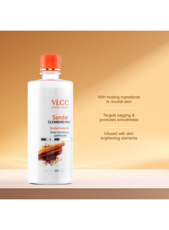 فى ال سي سي حليب التنظيف بزيت الصندل من في إل سي سي - 500 مل | ينظف البشرة بعمق ويهدئها | يرطب البشرة وينعمها | مع مستخلصات الصندل والأشواغاندا والحلبة والبرباريس الهندي وزيوت اللوز والزيتون. - Image 3